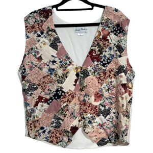 90's Patchwork Floral Button Up Vest Soul Mates M Grannycore Cottagecore Boho Pr